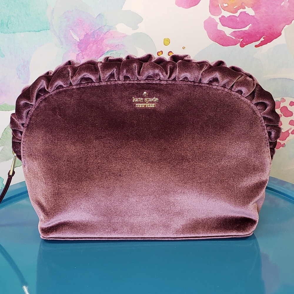 Kate Spade deep plum velvet pouch